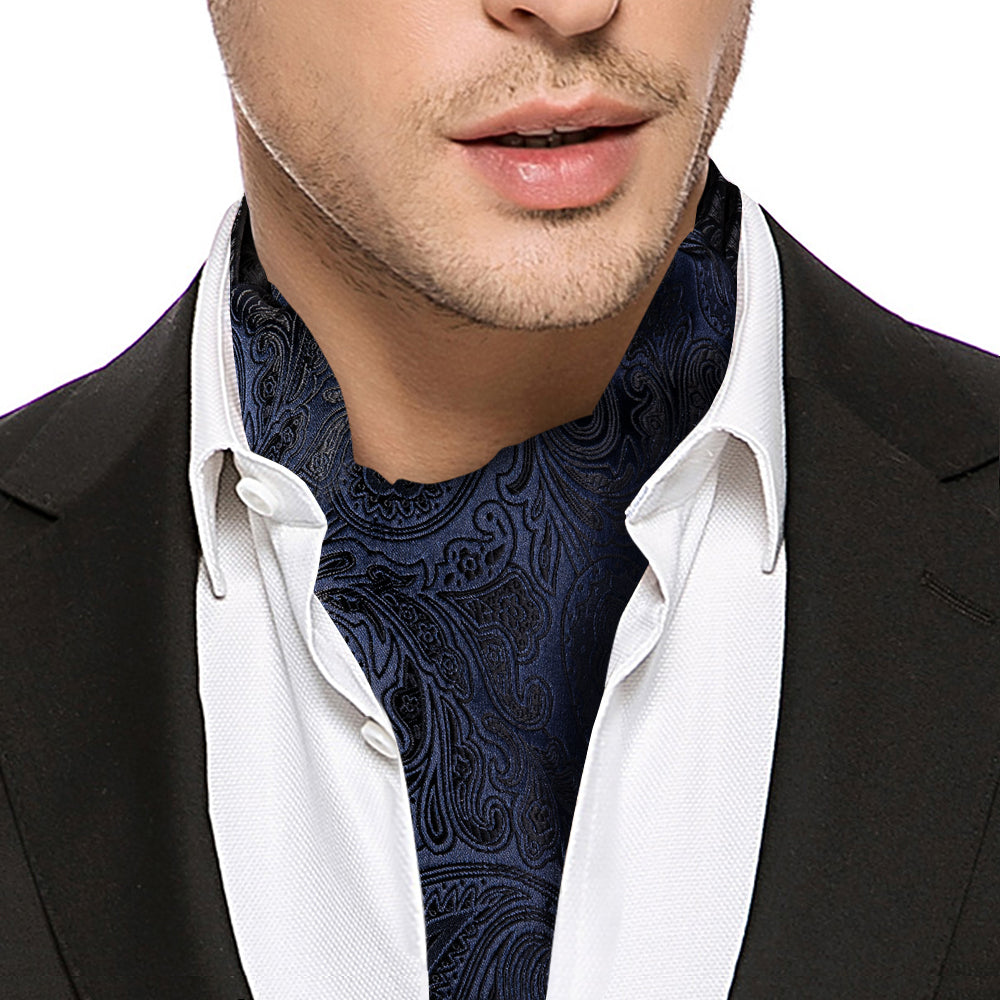 Black Floral Ascot Set - GentCrest - View 3
