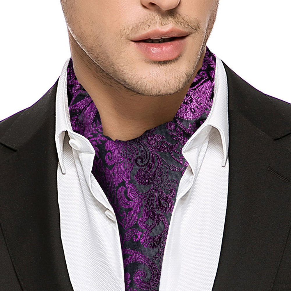 Purple Floral Ascot Set - GentCrest - View 3