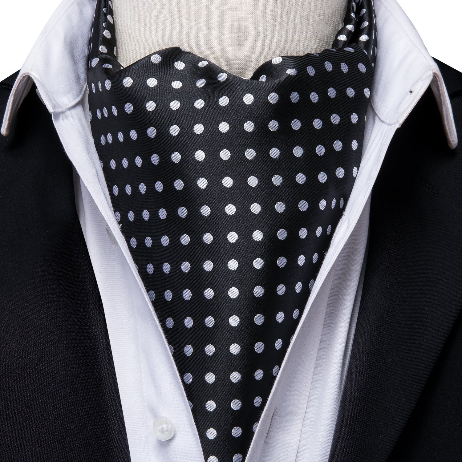 GentCrest Black Polka Dot Ascot - Image 2