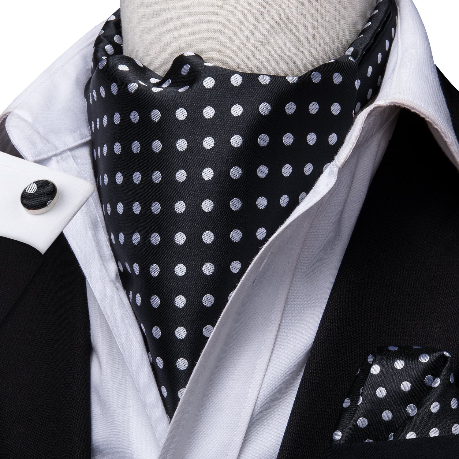 GentCrest Black Polka Dot Ascot - Image 1