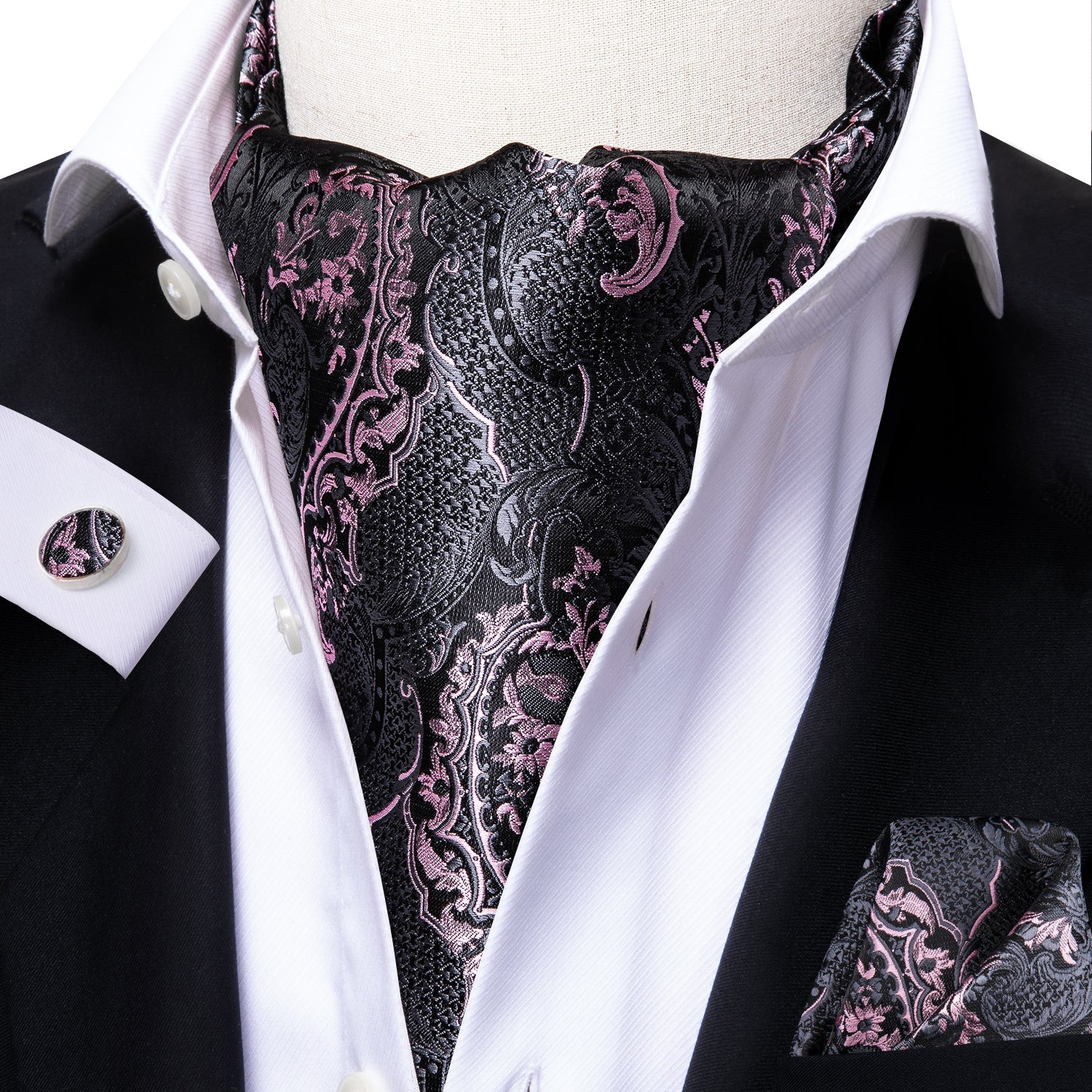 GentCrest Black Paisley Ascot - Image 1