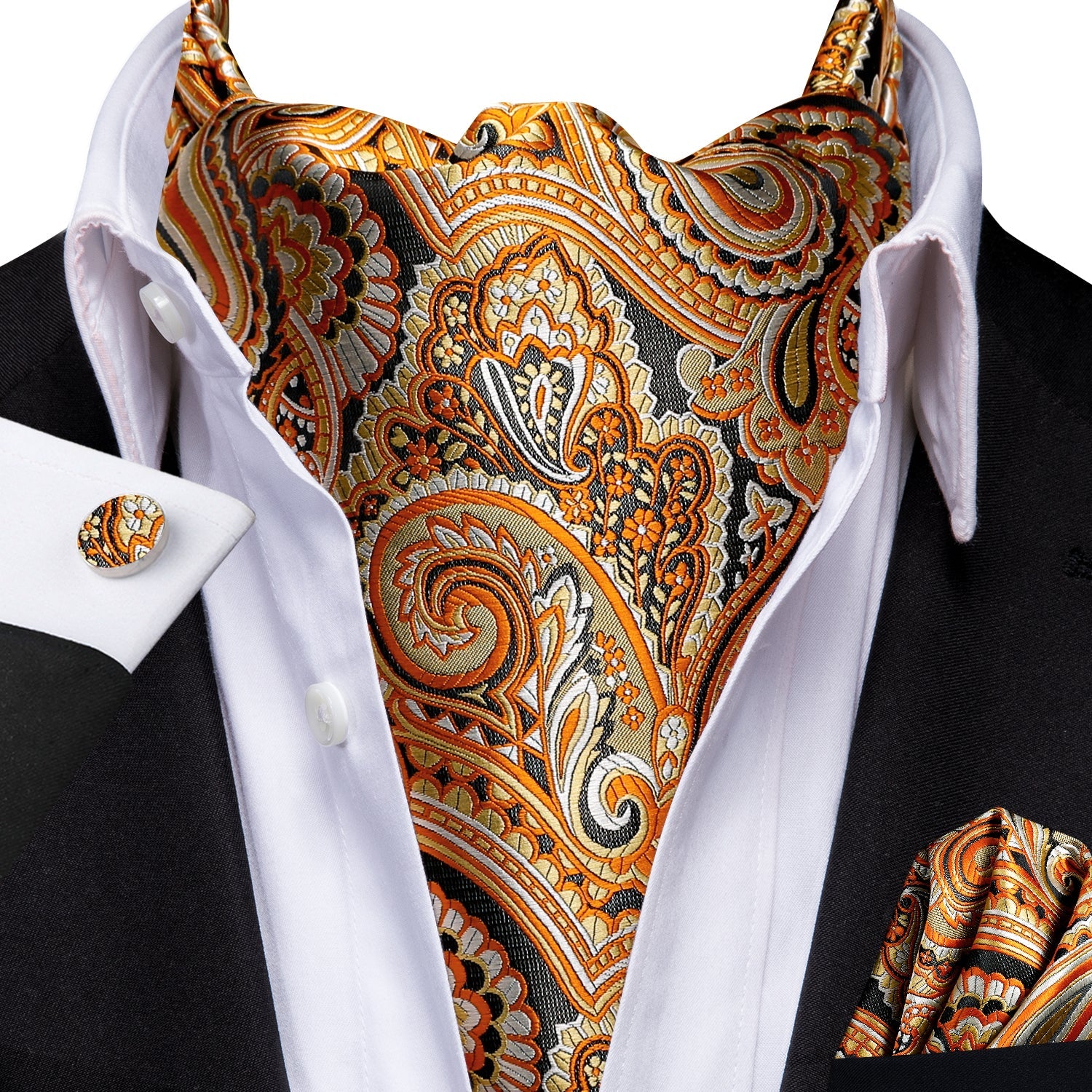 GentCrest Orange Paisley Ascot - Image 1