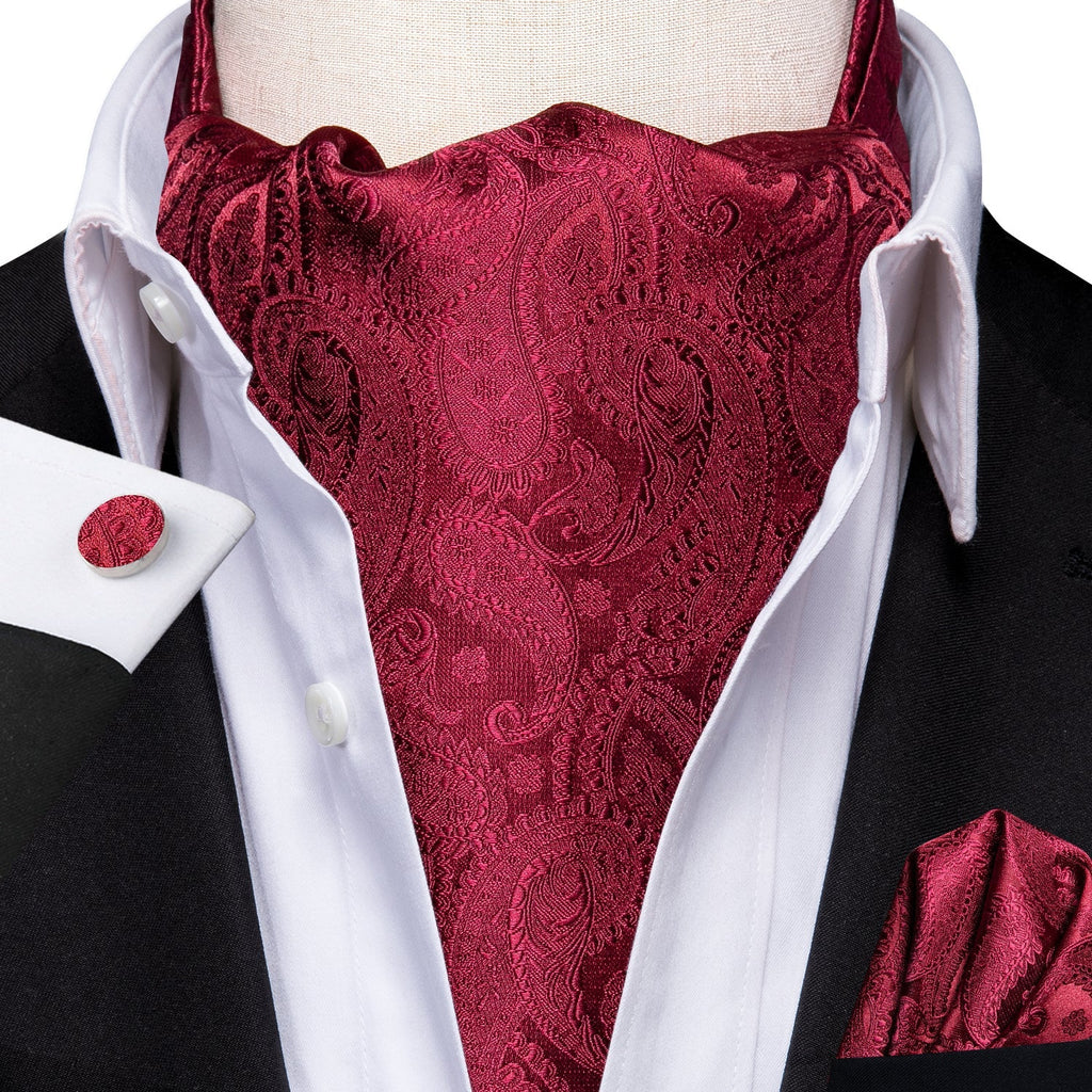 Fire Red Paisley 3-Piece Ascot Set - GentCrest - View 2