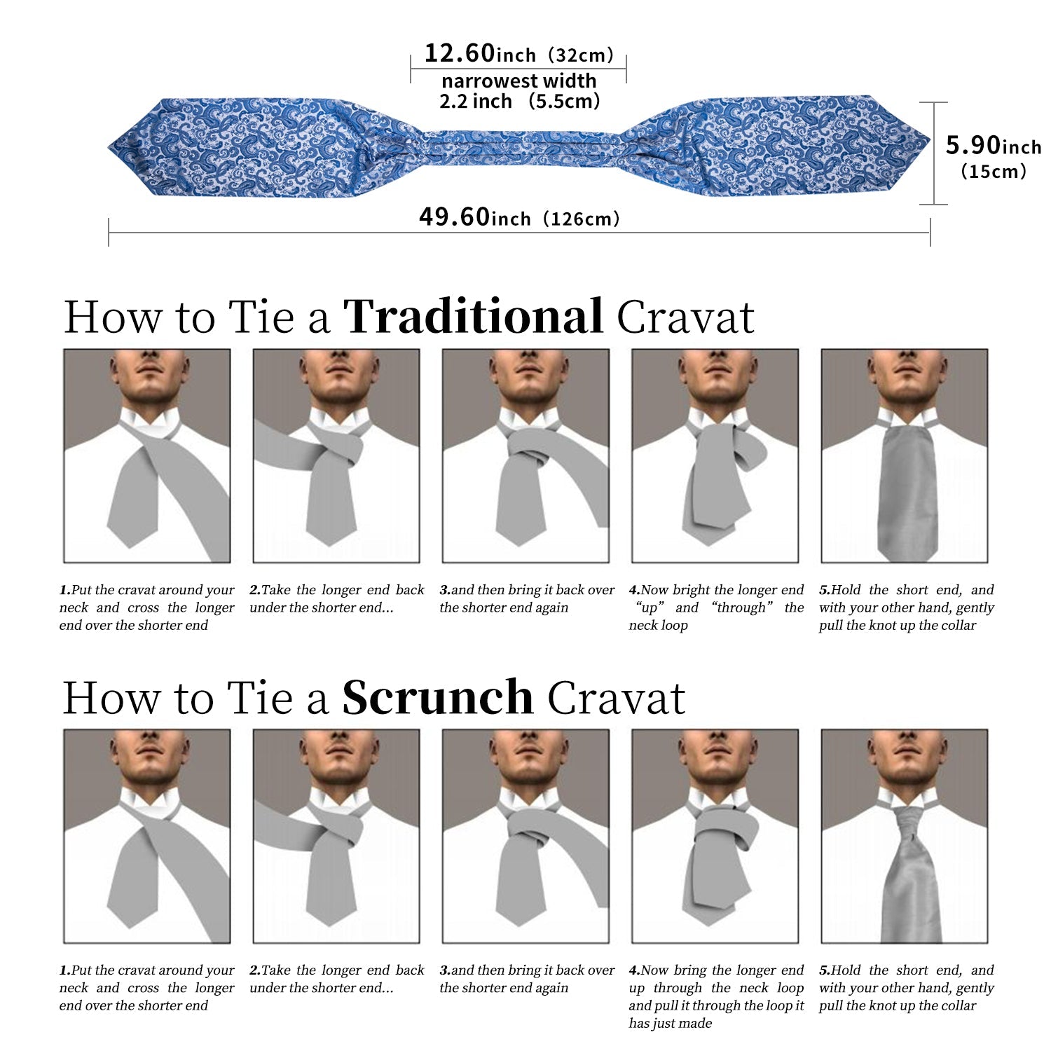 GentCrest Blue Paisley Ascot - Image 6