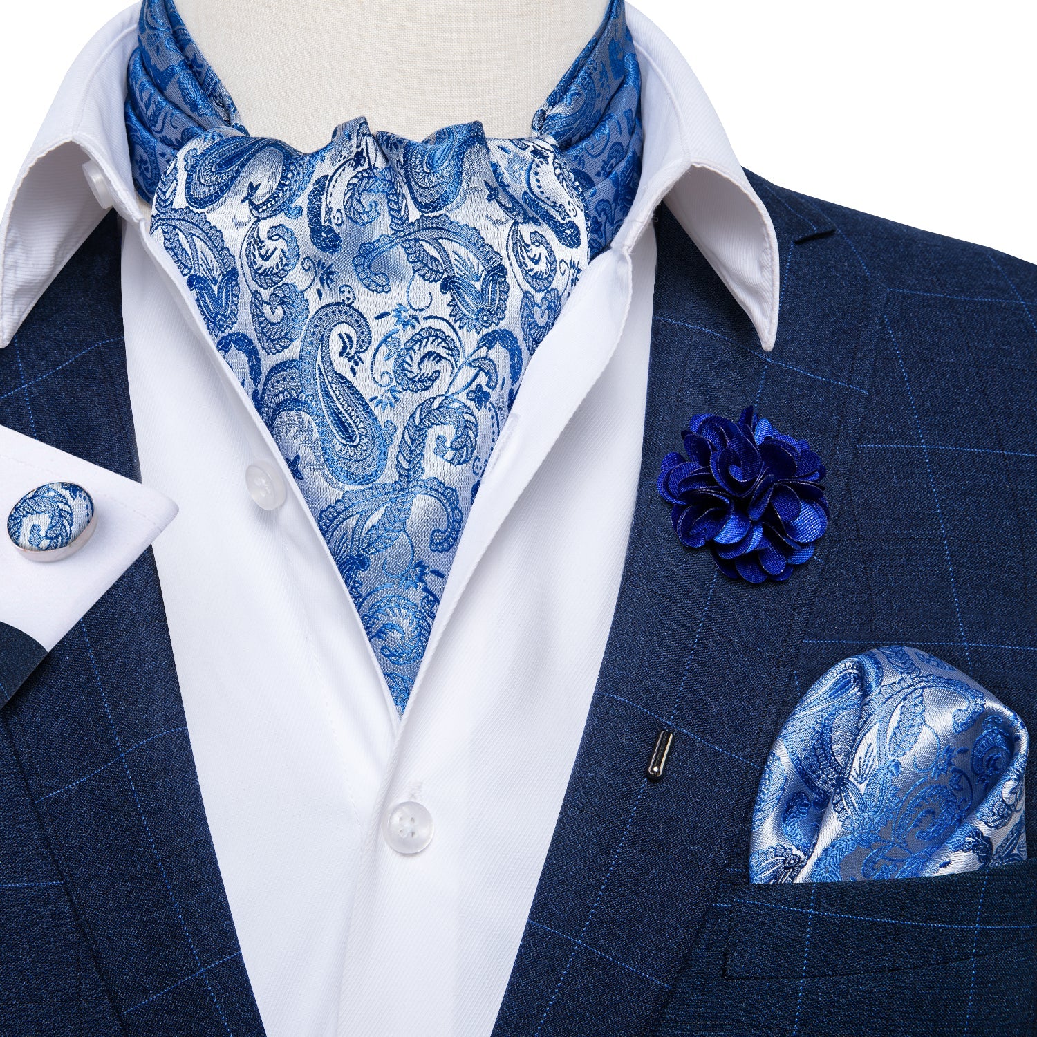 GentCrest Blue Paisley Ascot - Image 1
