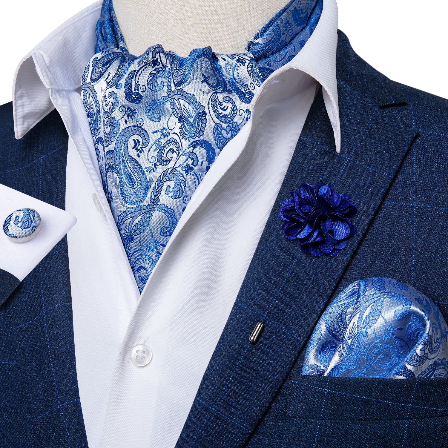 GentCrest Blue Paisley Ascot - Image 2