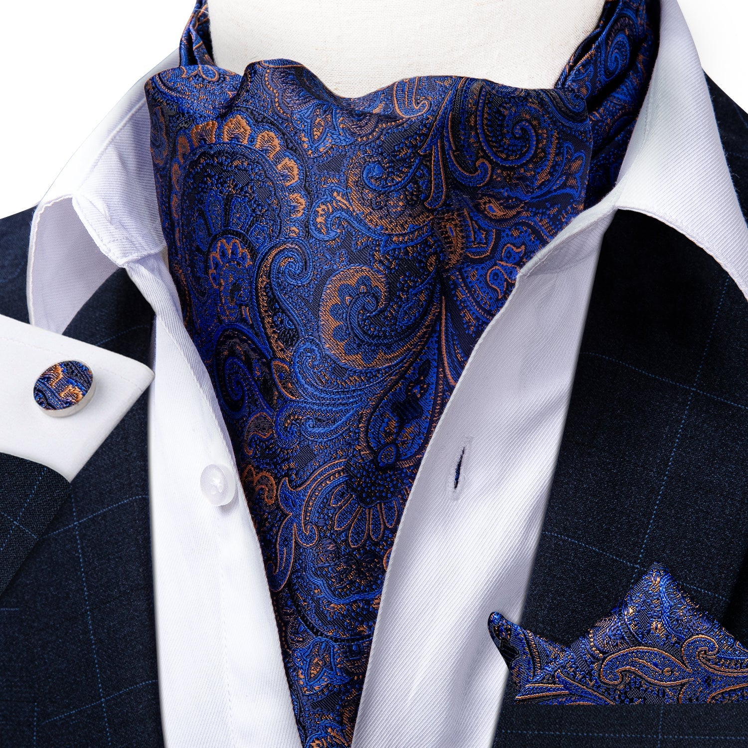 GentCrest Blue Paisley Ascot - Image 1