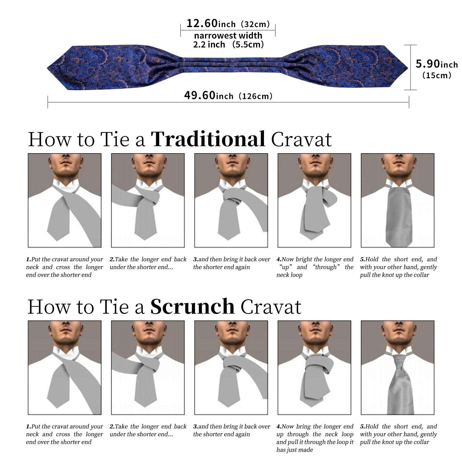 GentCrest Blue Paisley Ascot - Image 6
