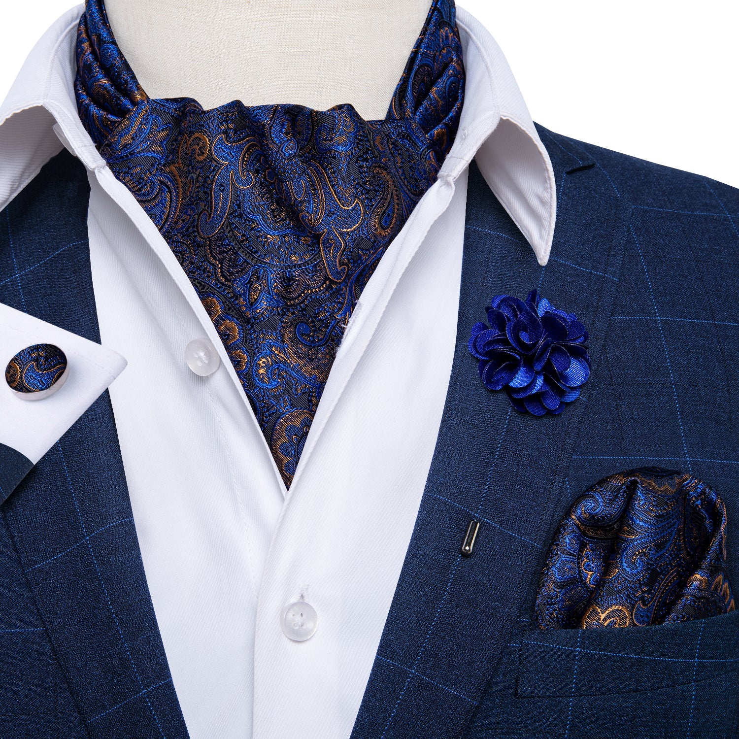 GentCrest Blue Paisley Ascot - Image 1