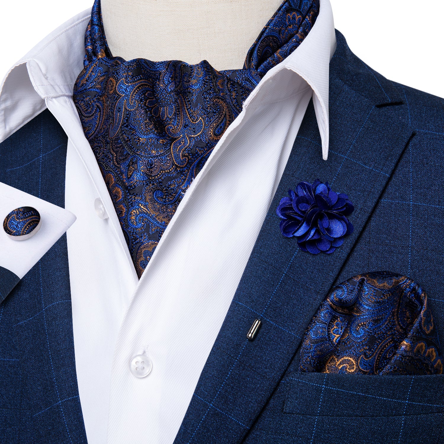 GentCrest Blue Paisley Ascot - Image 3