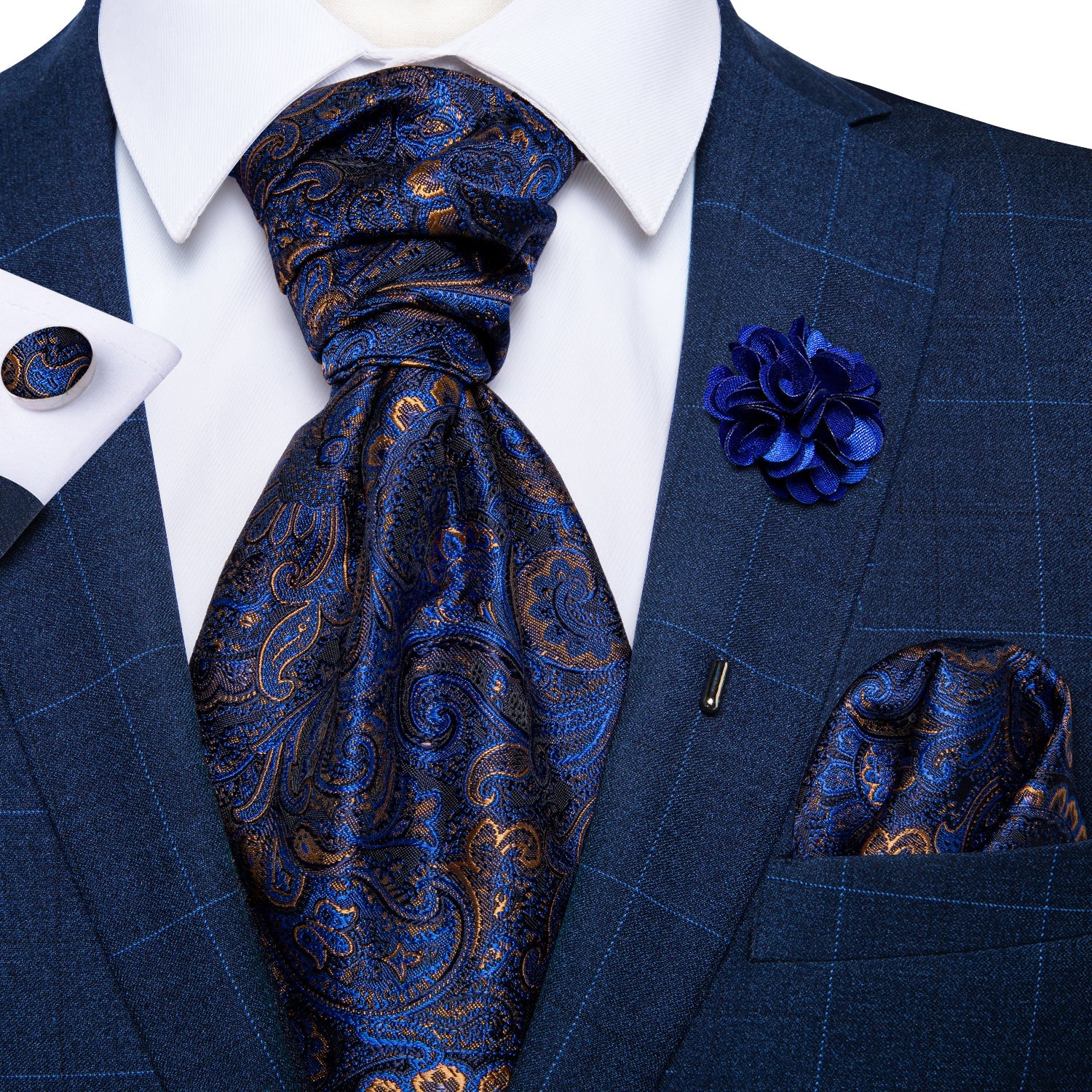 GentCrest Blue Paisley Ascot - Image 2