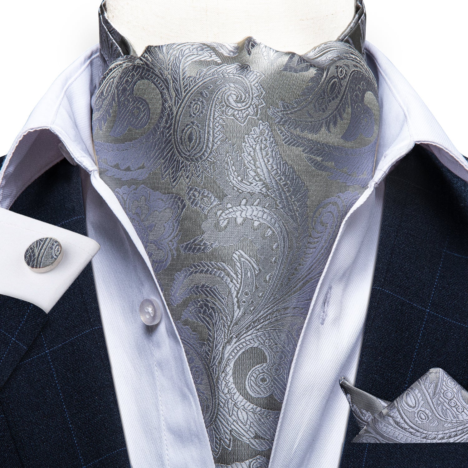 GentCrest Grey Paisley Ascot - Image 3