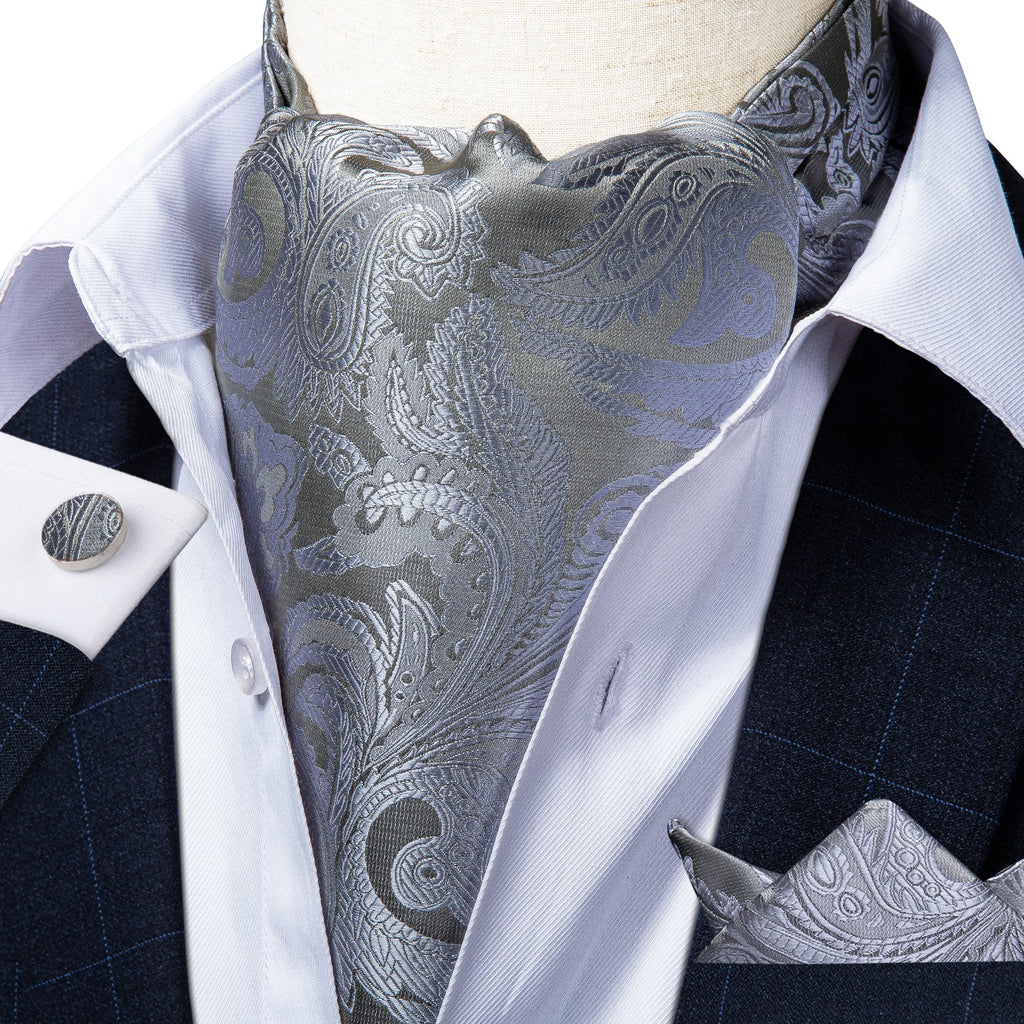 GentCrest Grey Paisley Ascot - Image 1