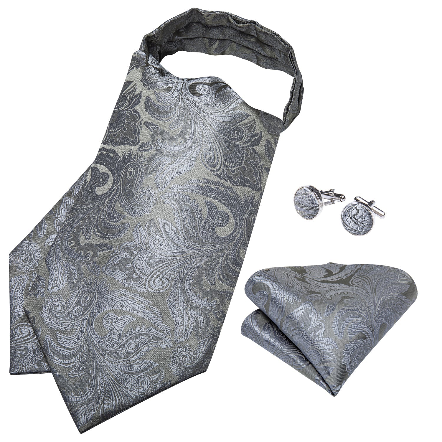 GentCrest Grey Paisley Ascot - Image 2
