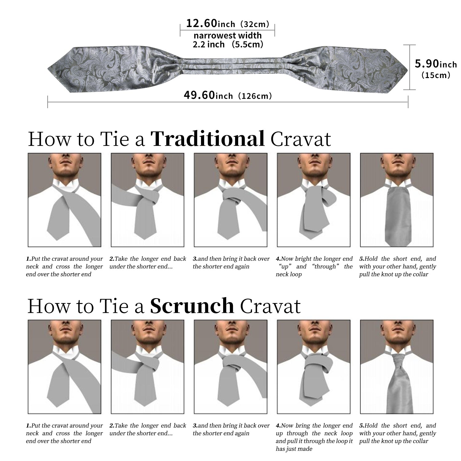 GentCrest Grey Paisley Ascot - Image 6
