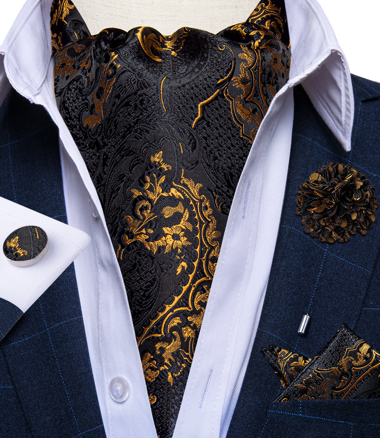 GentCrest Black Paisley Ascot - Image 1
