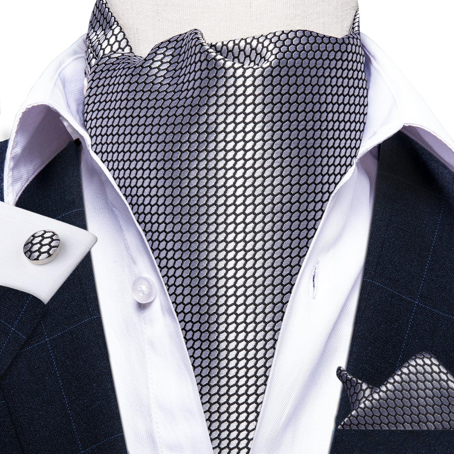 GentCrest Grey Solid Ascot - Image 1
