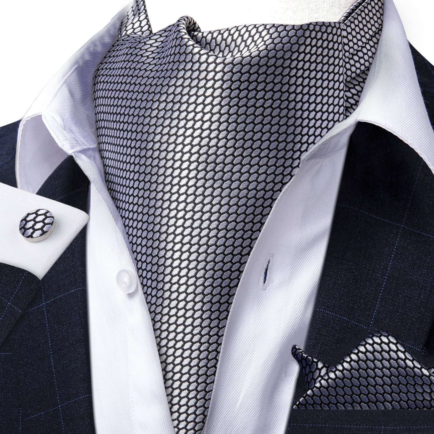 GentCrest Grey Solid Ascot - Image 2