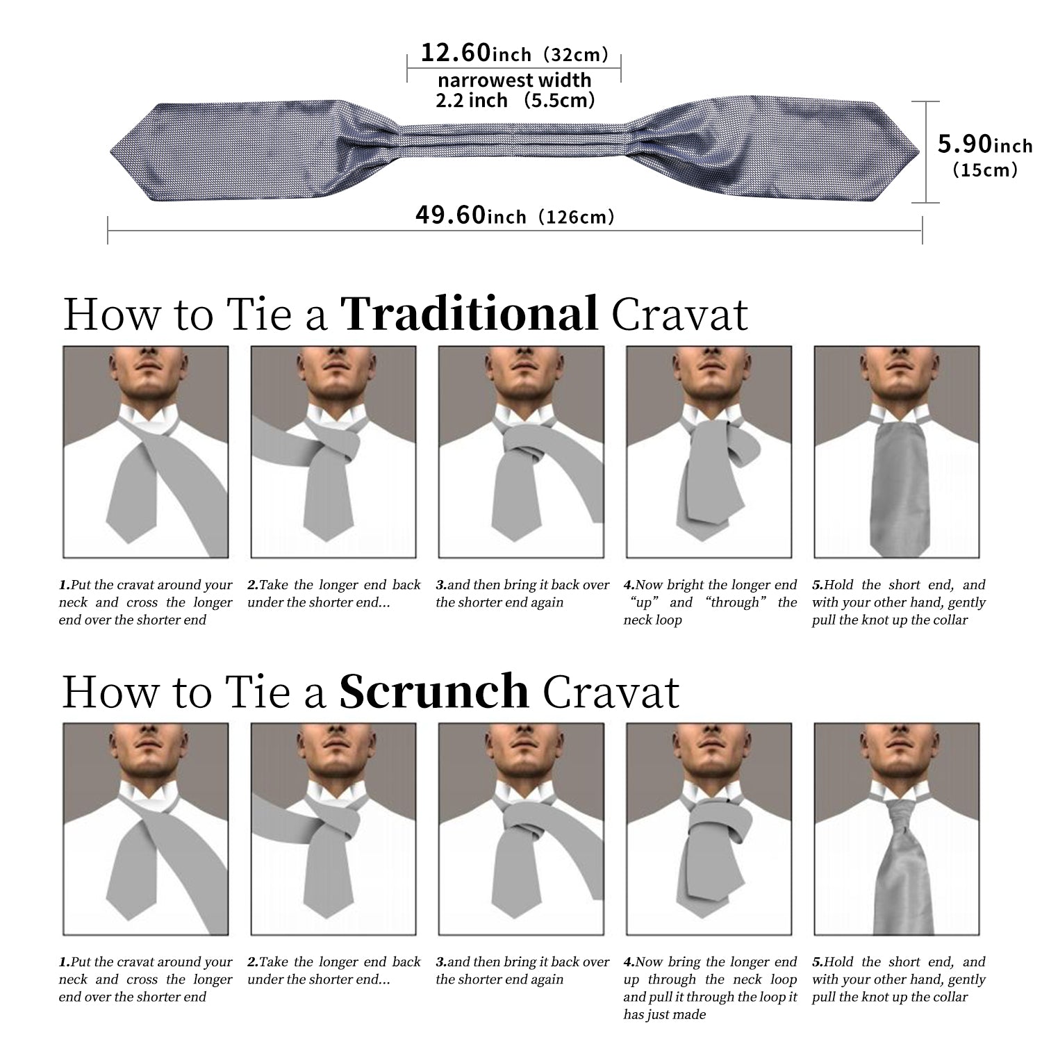 GentCrest Grey Solid Ascot - Image 7