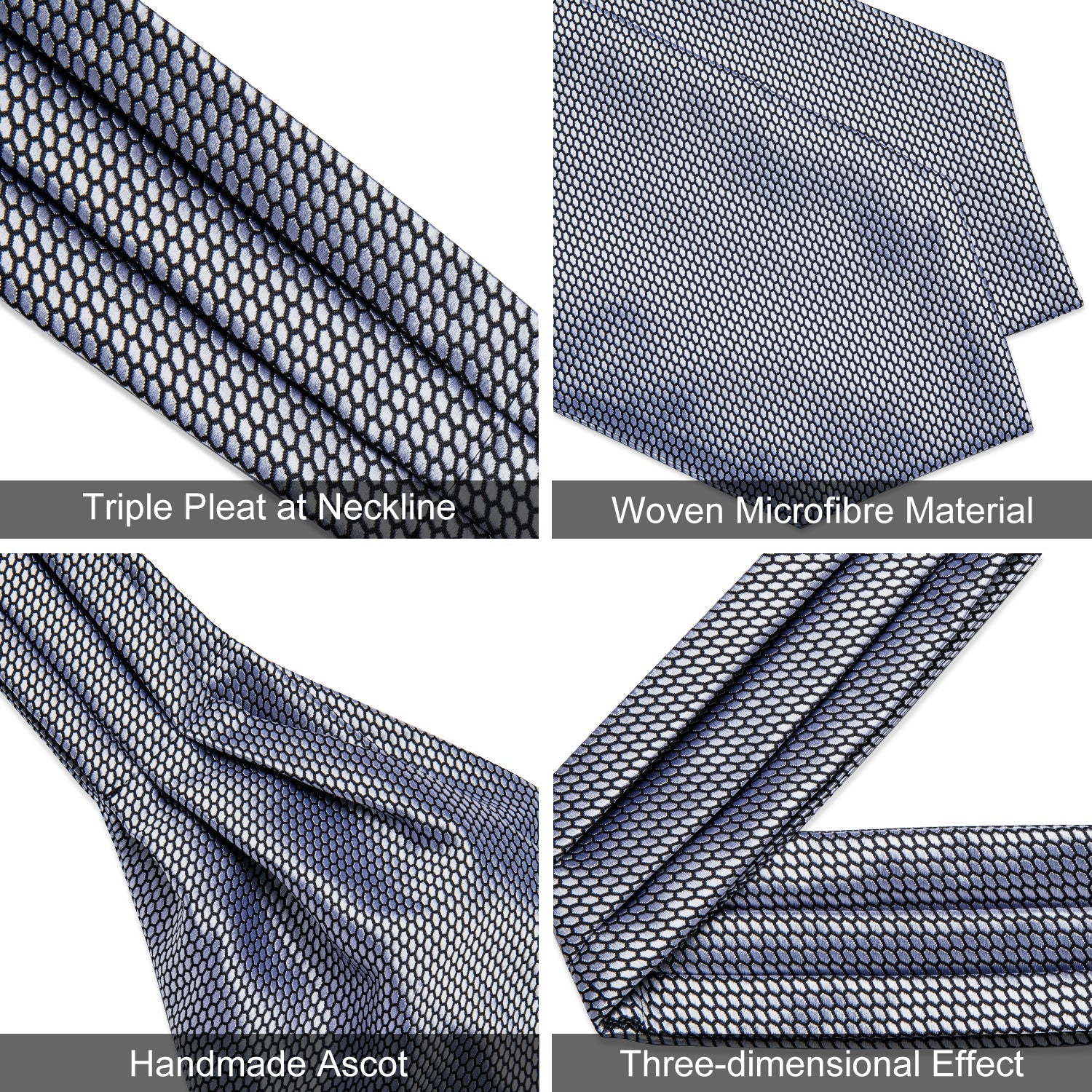 GentCrest Grey Solid Ascot - Image 5