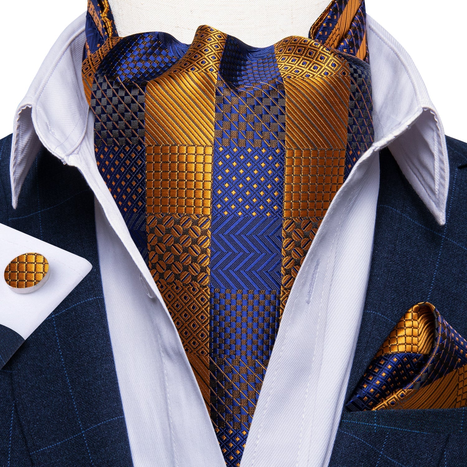 GentCrest Blue Striped Ascot - Image 1