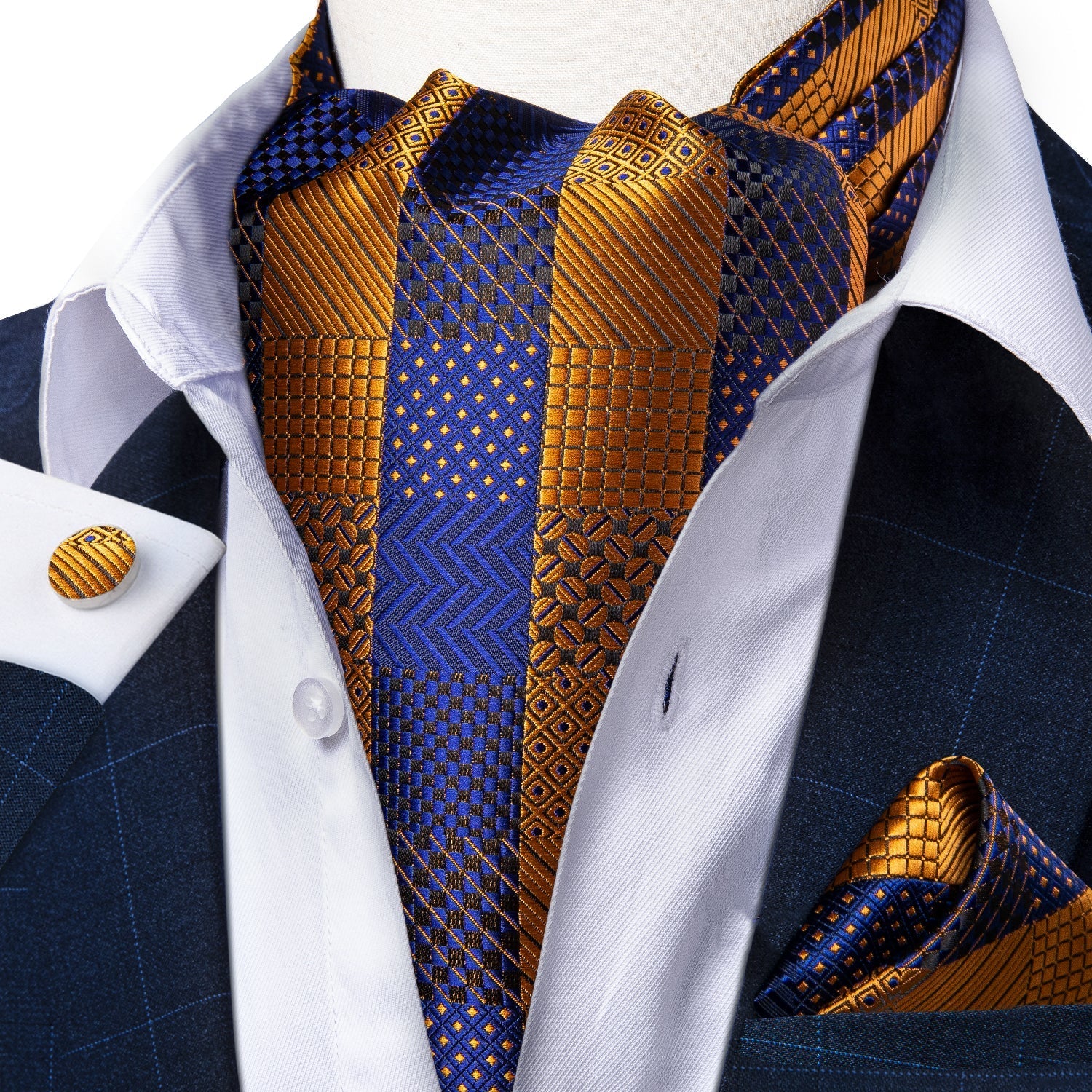 GentCrest Blue Striped Ascot - Image 2