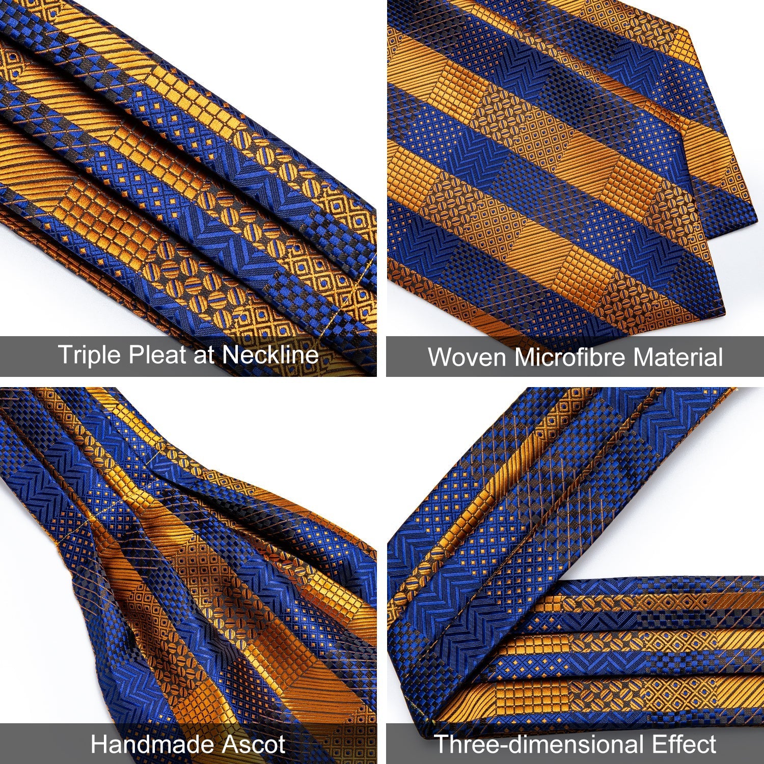 GentCrest Blue Striped Ascot - Image 5