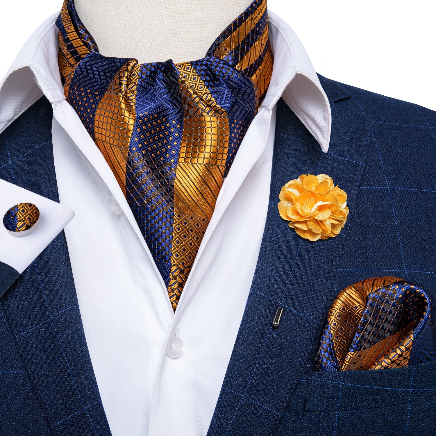 GentCrest Blue Plaid Ascot - Image 1