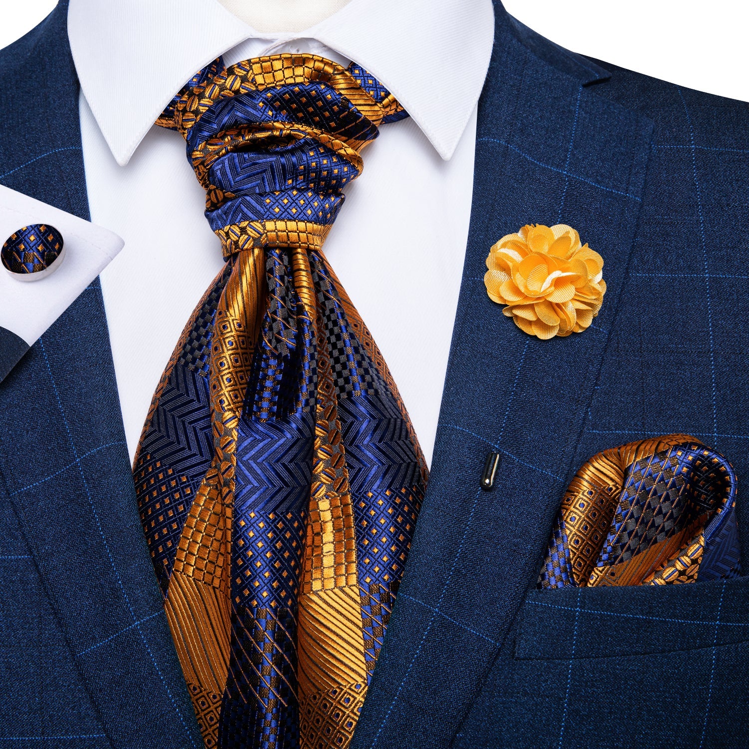 GentCrest Blue Striped Ascot - Image 5
