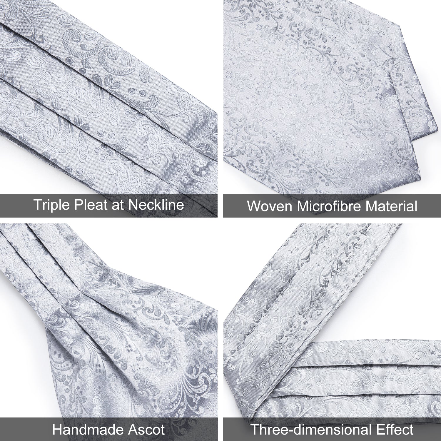 GentCrest Silver Floral Ascot - Image 6