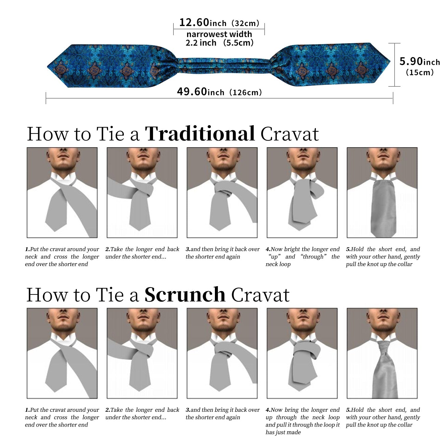 GentCrest Blue Floral Ascot - Image 6