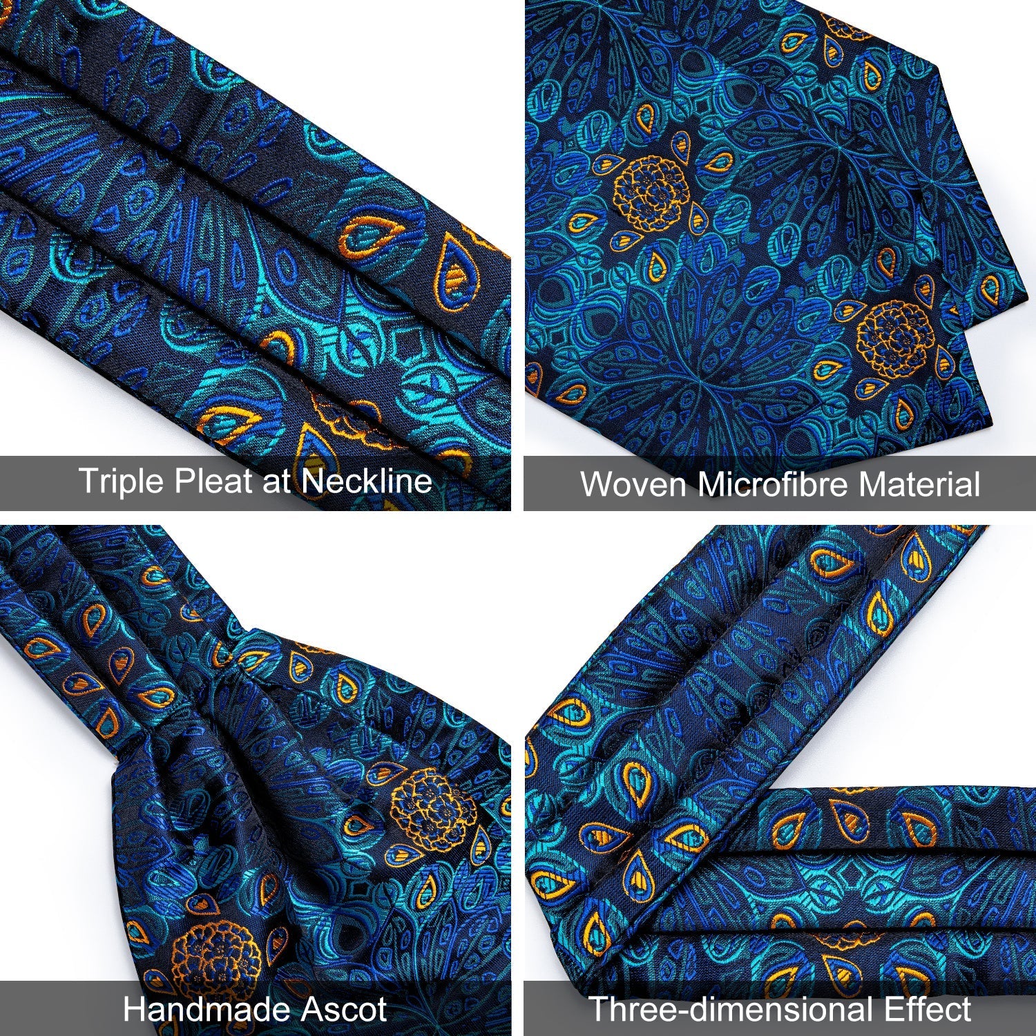 GentCrest Blue Floral Ascot - Image 5