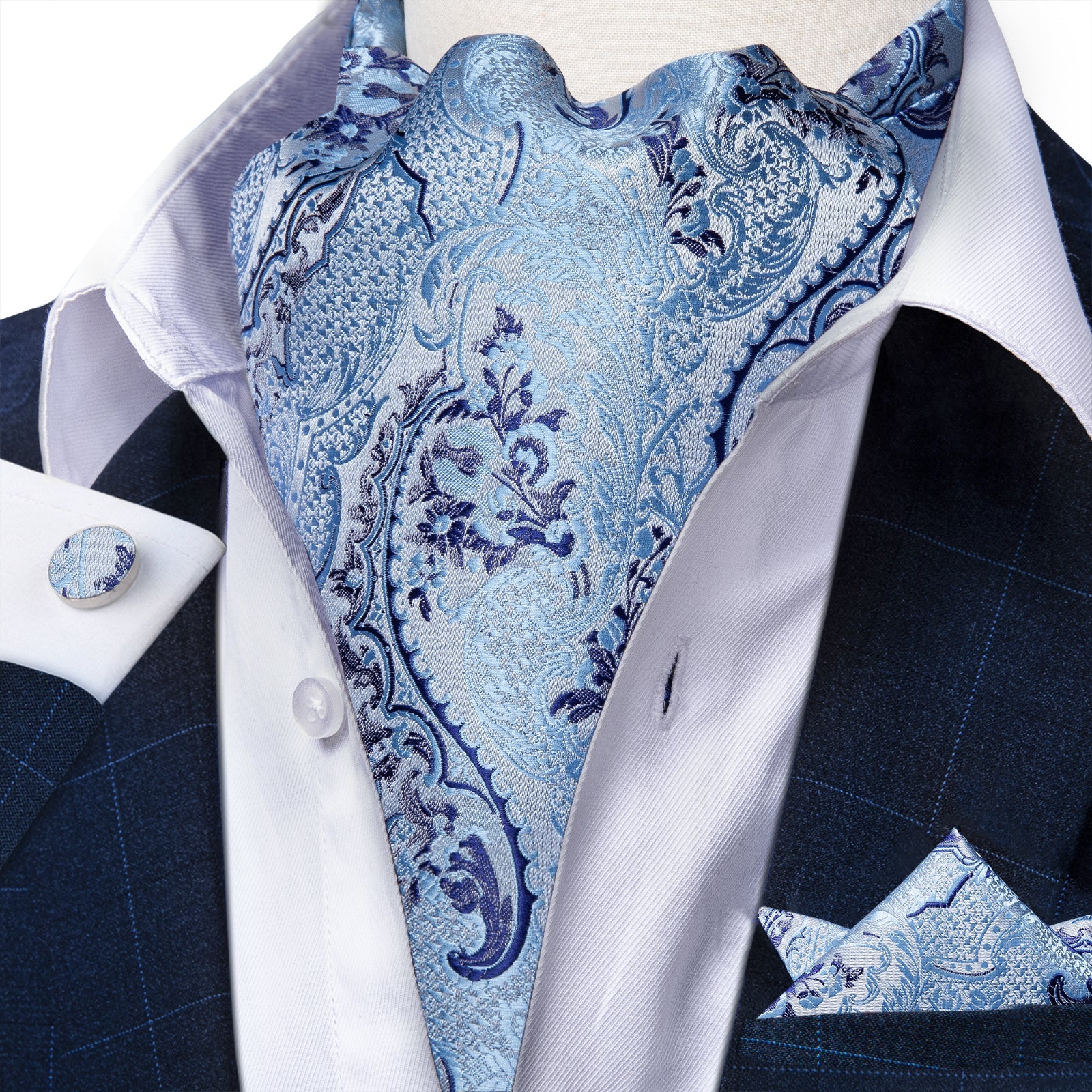 GentCrest Blue Paisley Ascot - Image 2