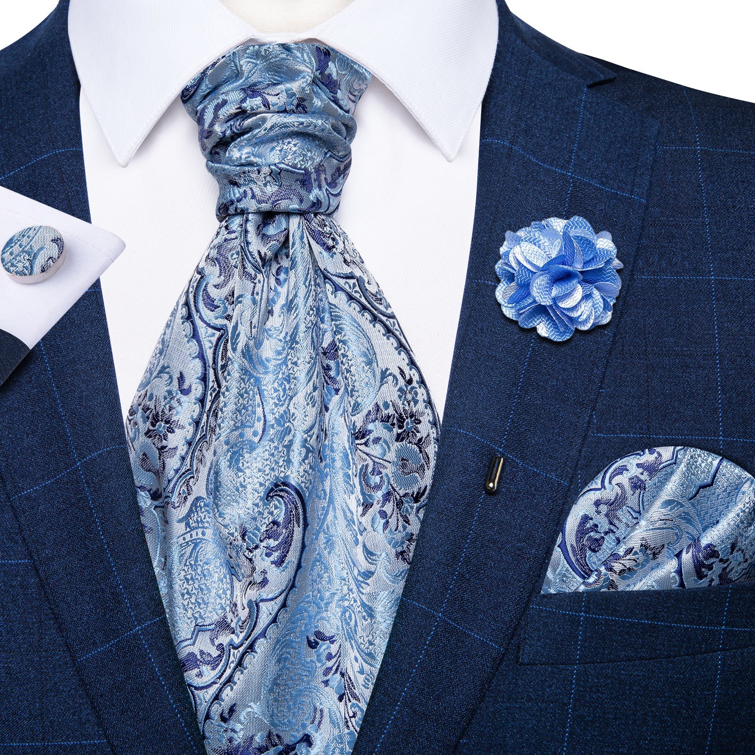 GentCrest Blue Paisley Ascot - Image 1