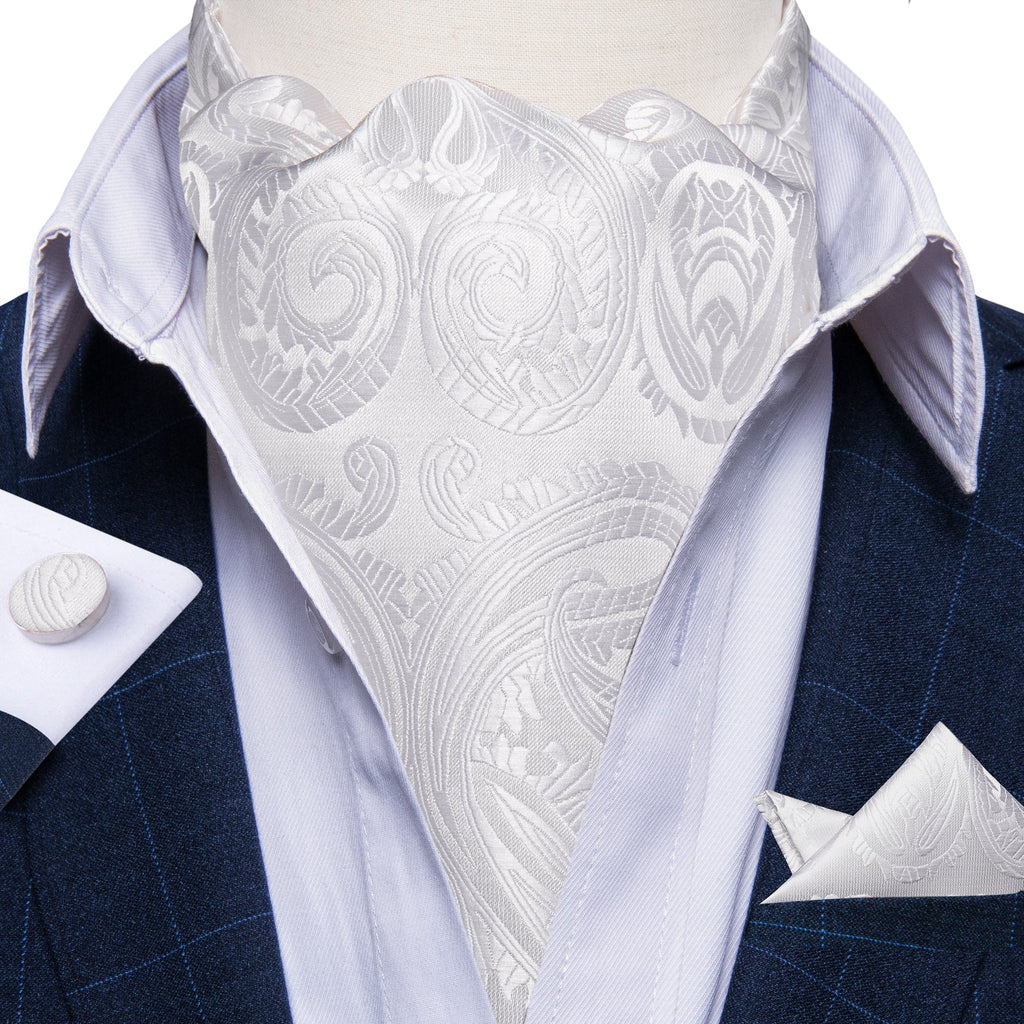 GentCrest White Paisley Ascot - Image 1