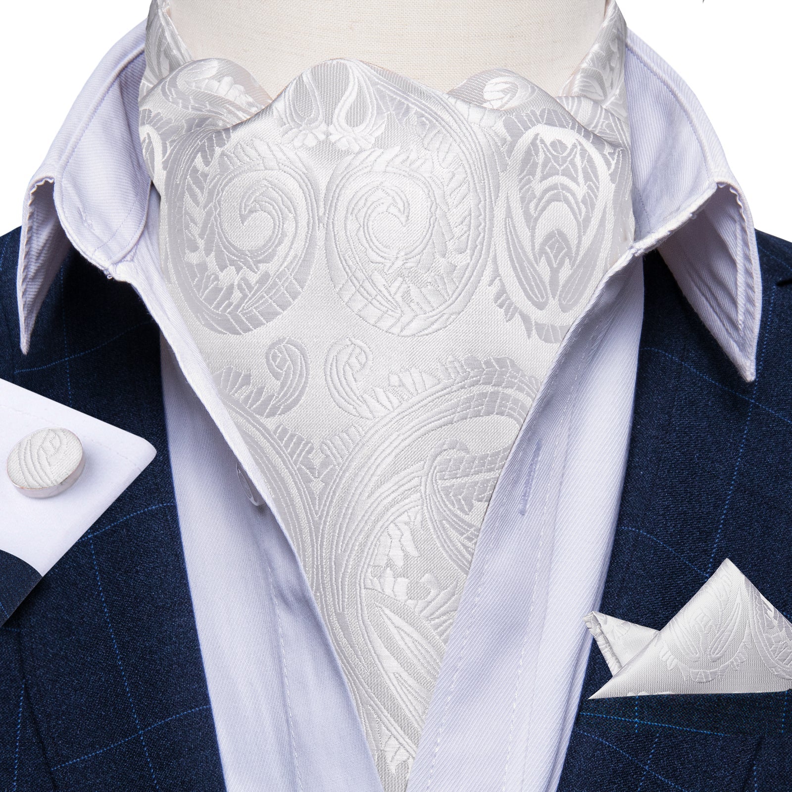 GentCrest White Paisley Ascot - Image 1