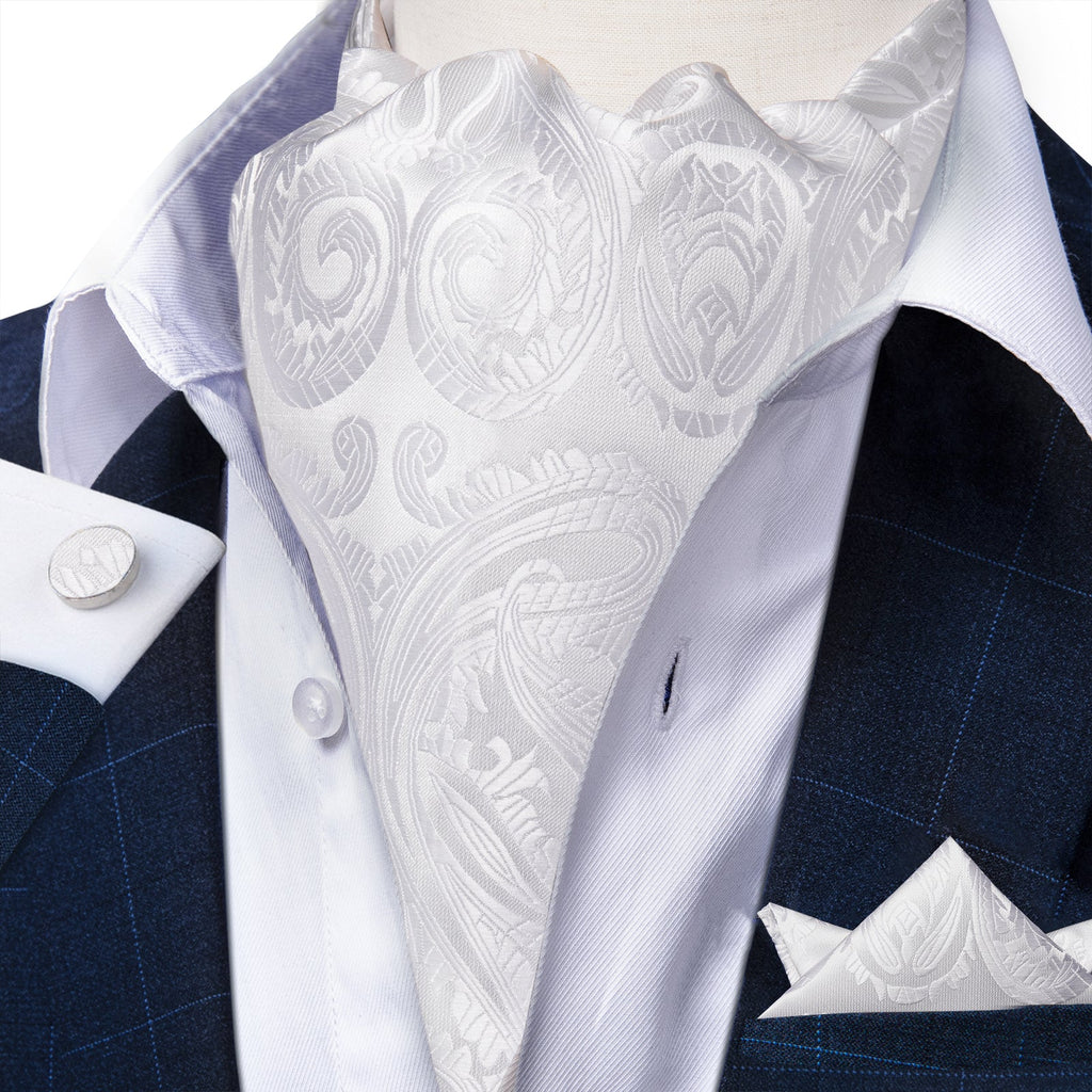 GentCrest White Paisley Ascot - Image 3
