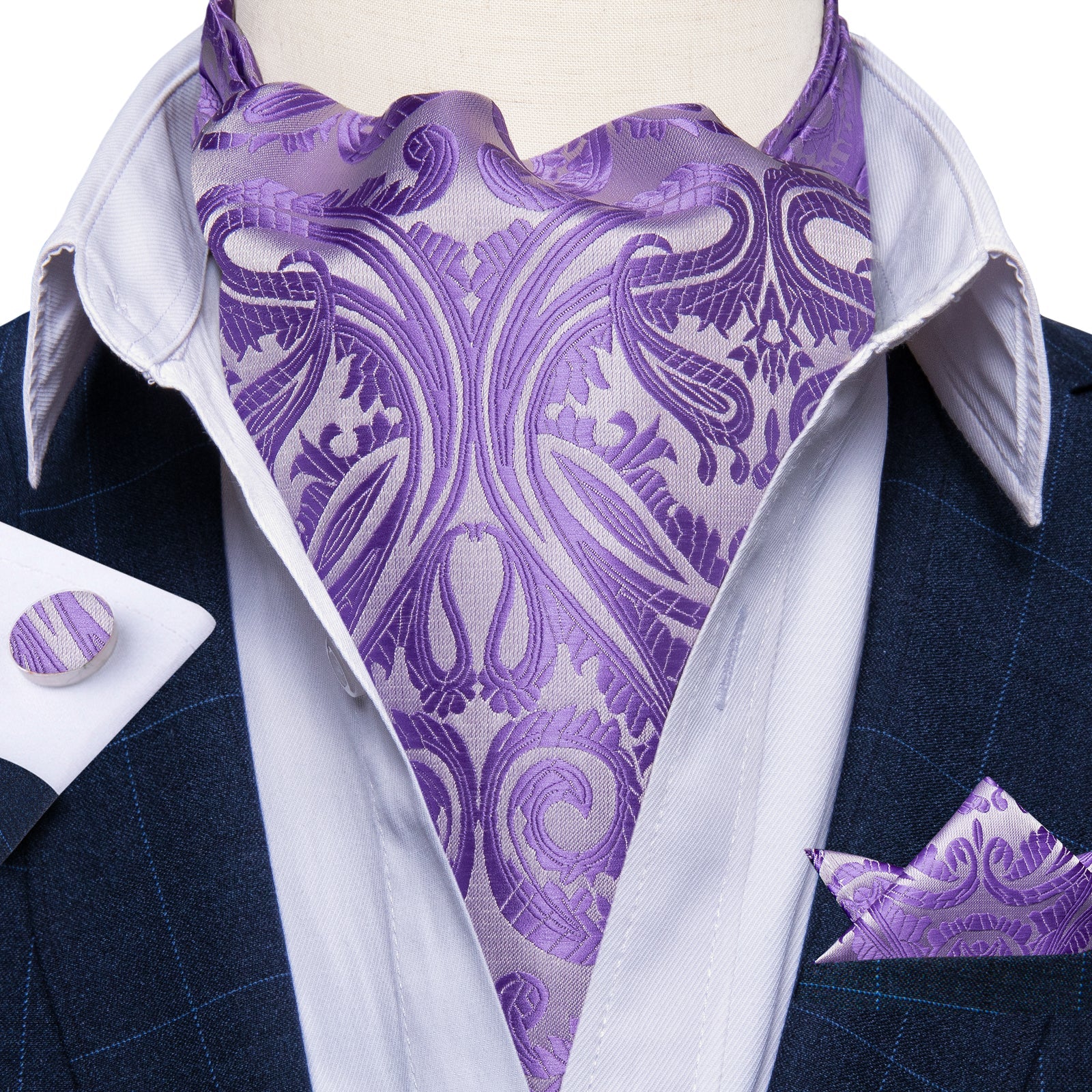 GentCrest Purple Paisley Ascot - Image 1