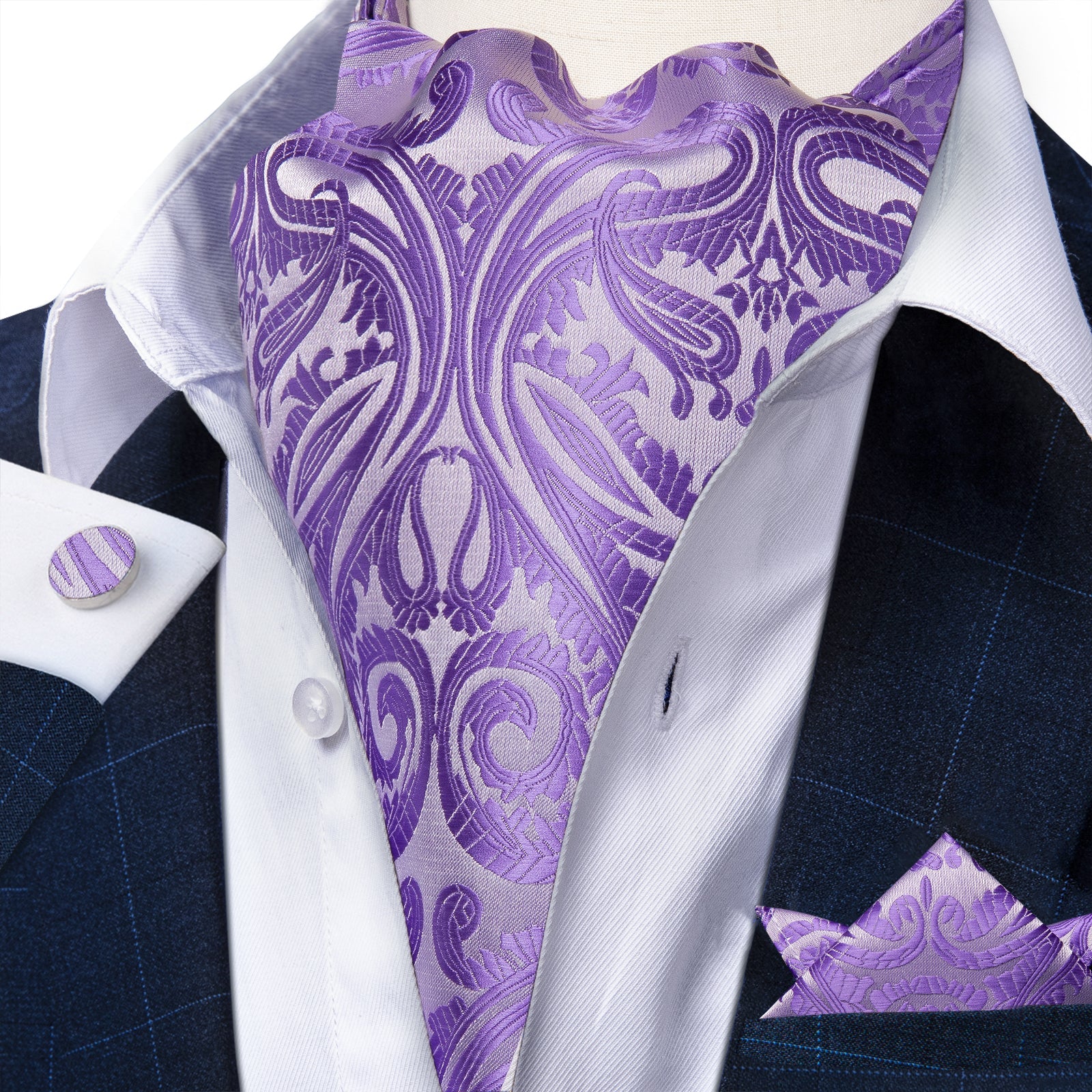 GentCrest Purple Paisley Ascot - Image 2