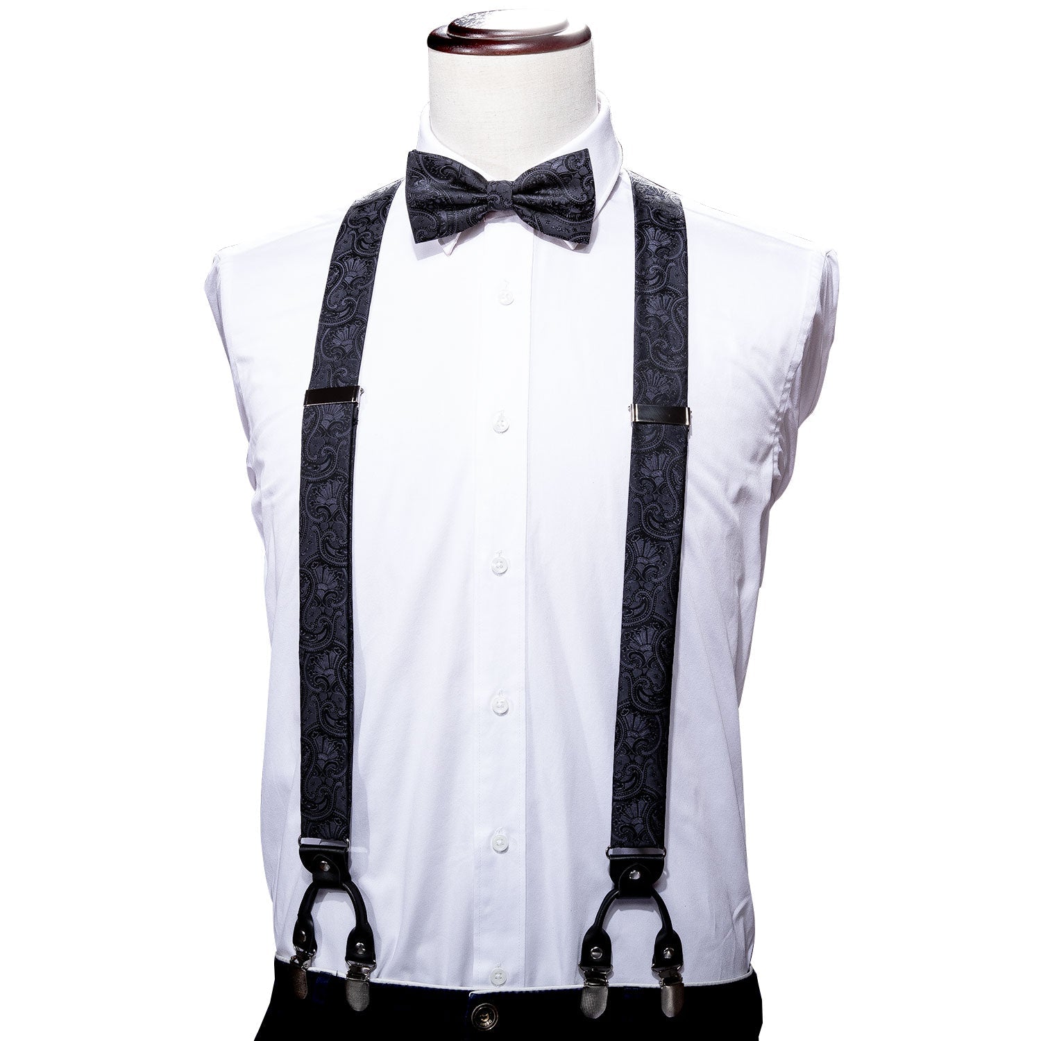 GentCrest Black Paisley Suspenders - Image 3