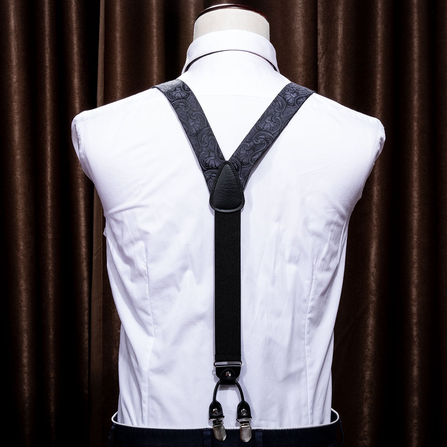 GentCrest Black Paisley Suspenders - Image 4