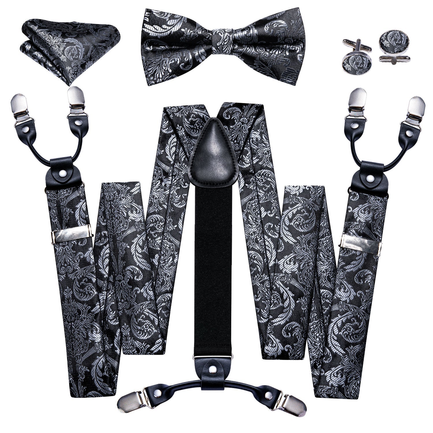 GentCrest Black Paisley Suspenders - Image 2