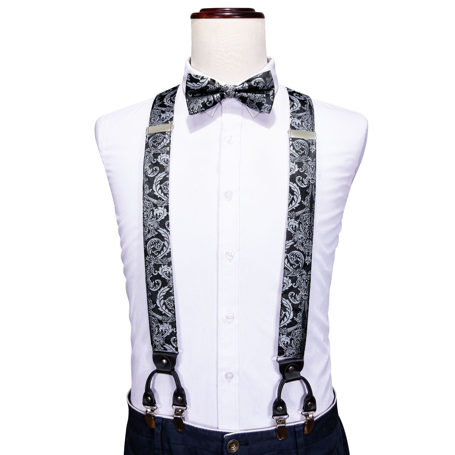 GentCrest Black Paisley Suspenders - Image 1