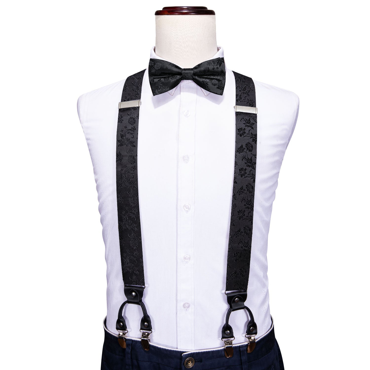 GentCrest Black Floral Suspenders - Image 1