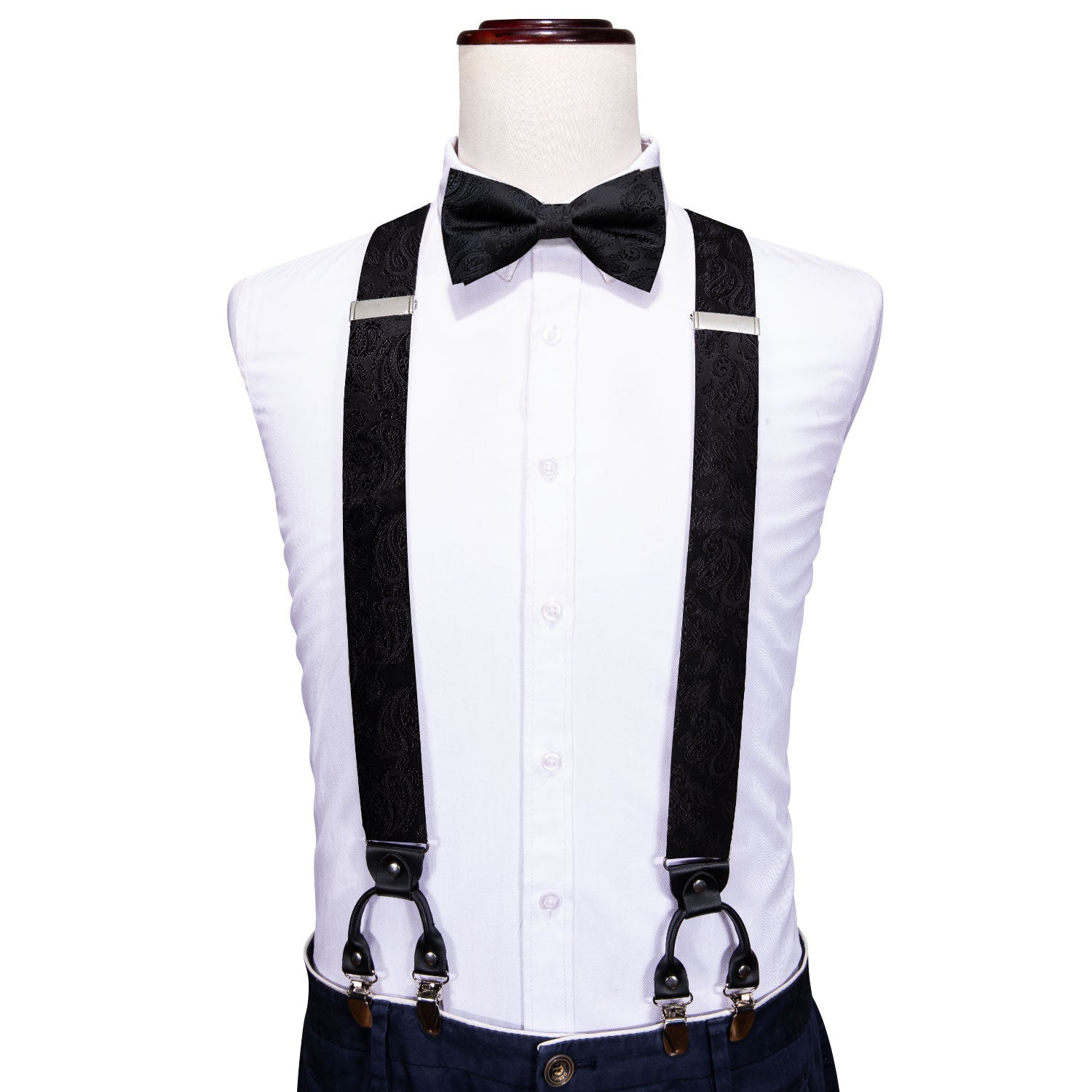 GentCrest Black Paisley Suspenders - Image 1