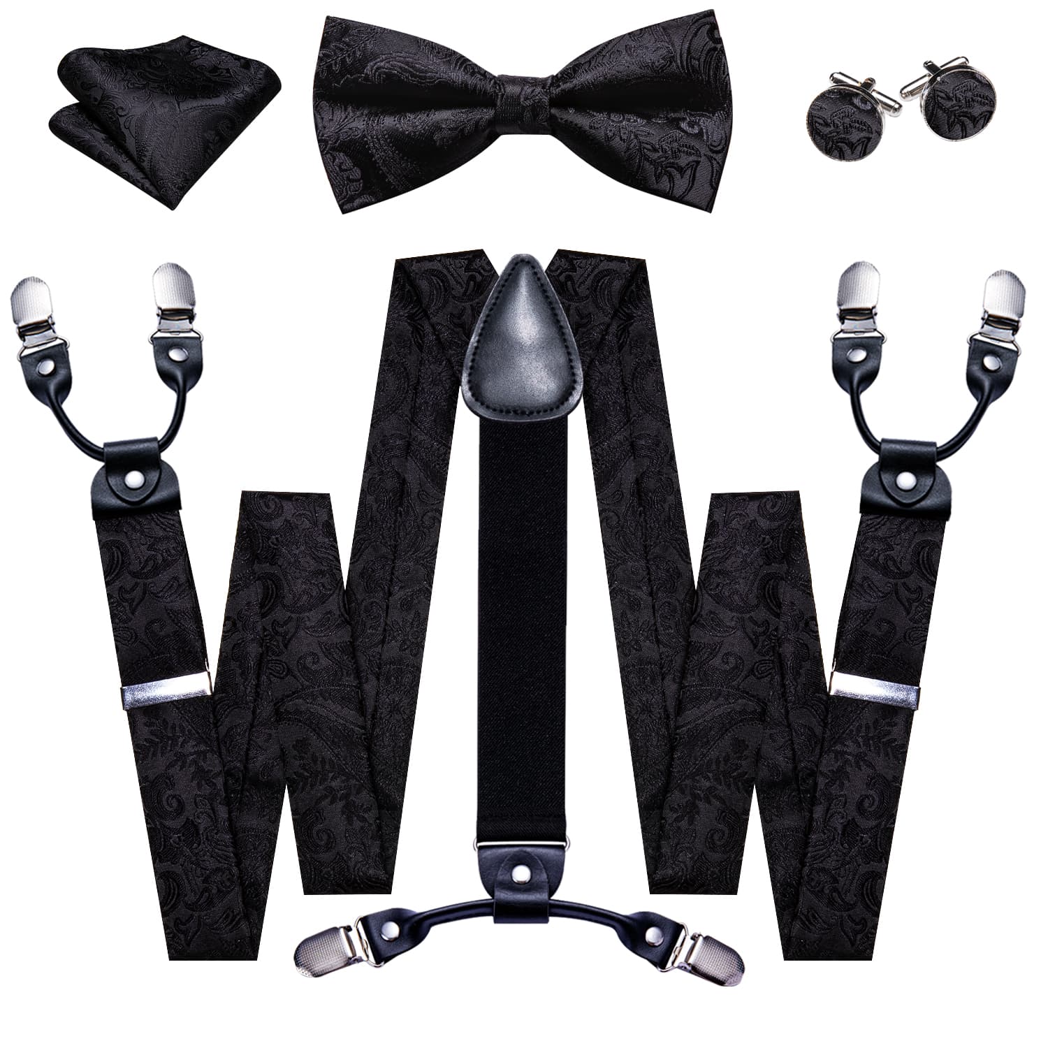GentCrest Black Floral Suspenders - Image 1