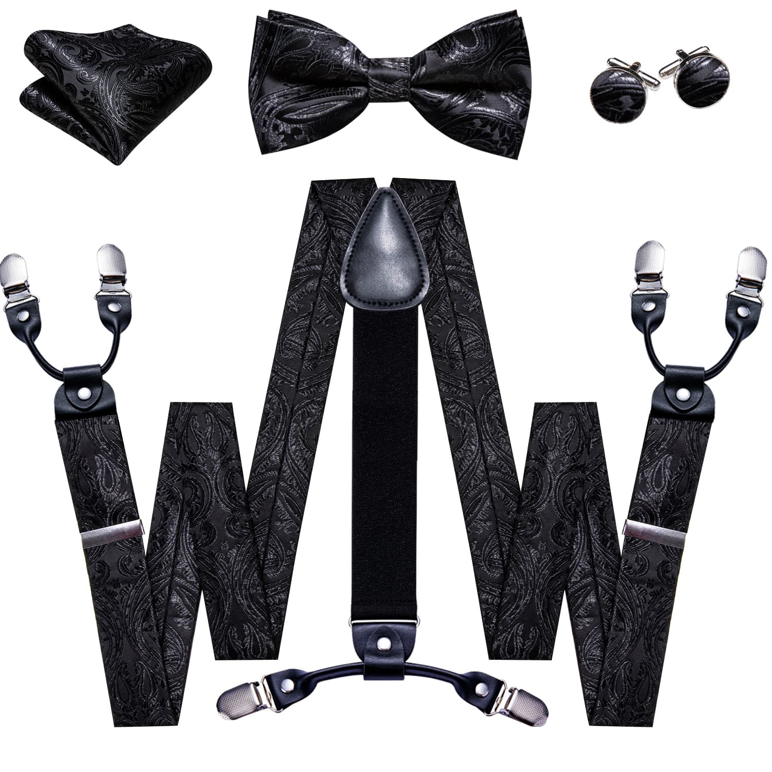 GentCrest Black Paisley Suspenders - Image 1