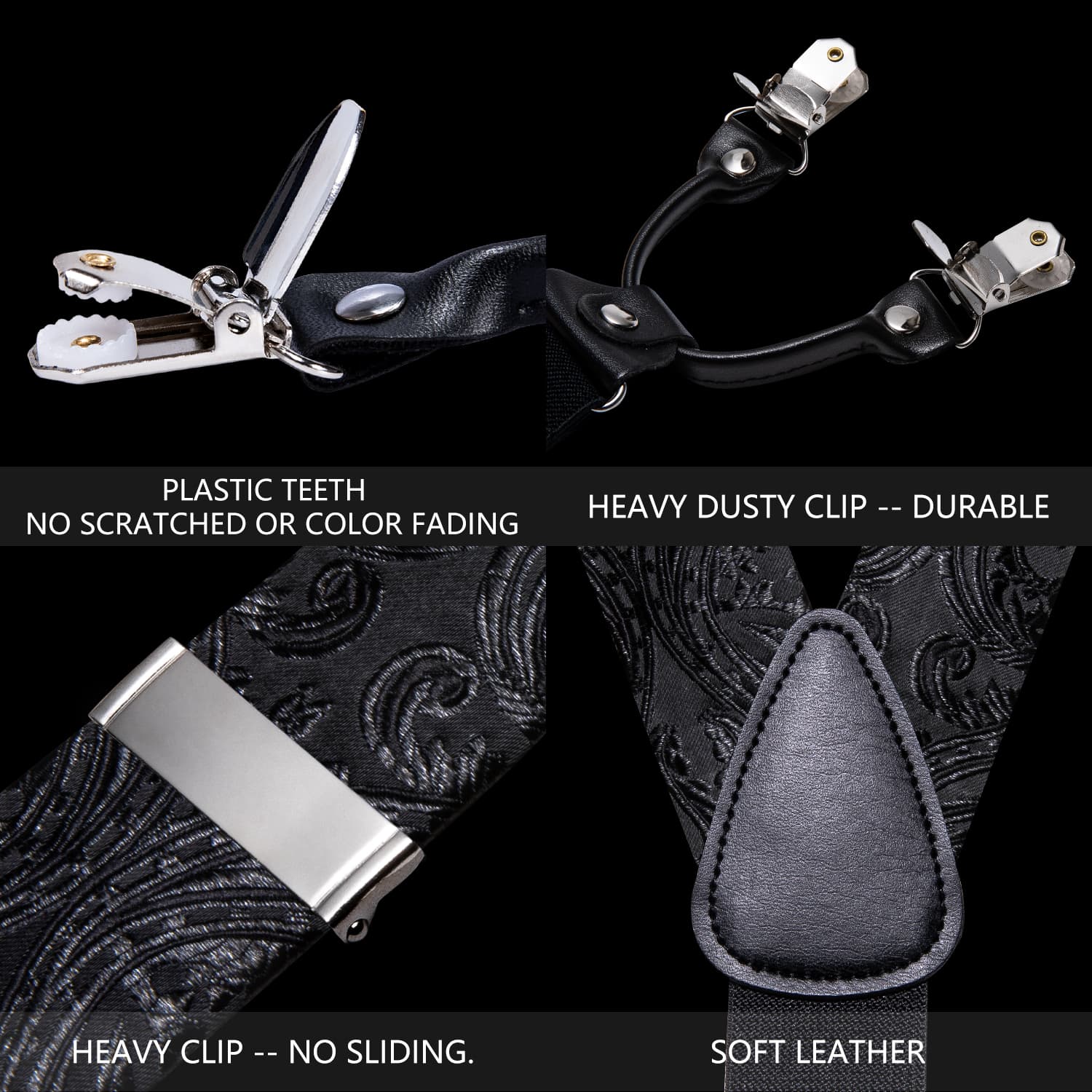 GentCrest Black Paisley Suspenders - Image 4