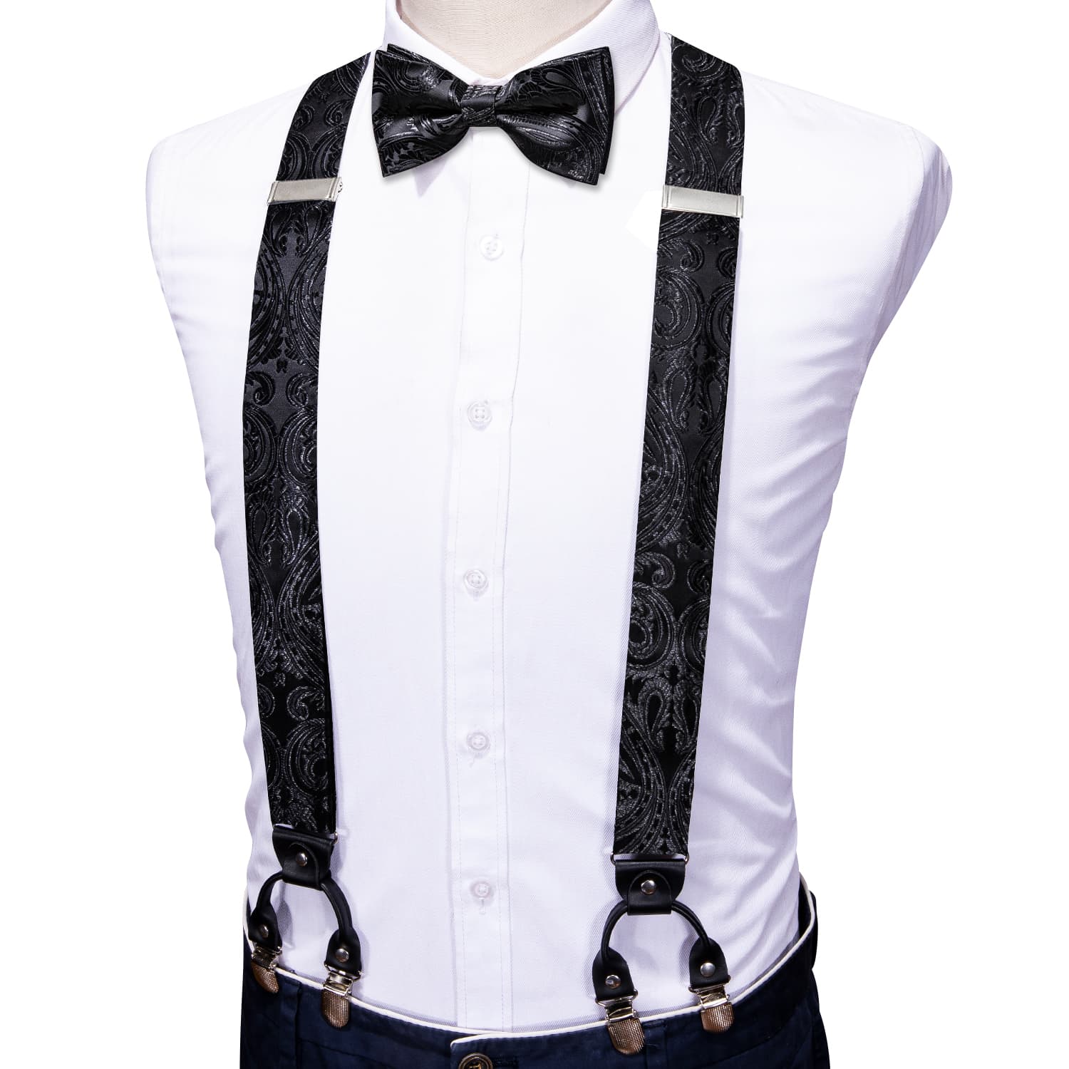 GentCrest Black Paisley Suspenders - Image 2