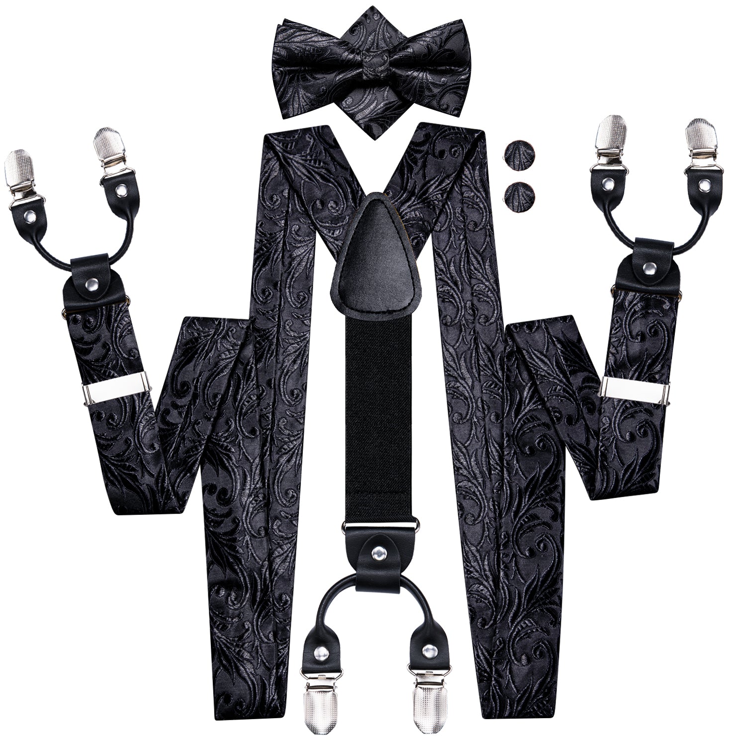 GentCrest Black Floral Suspenders - Image 2